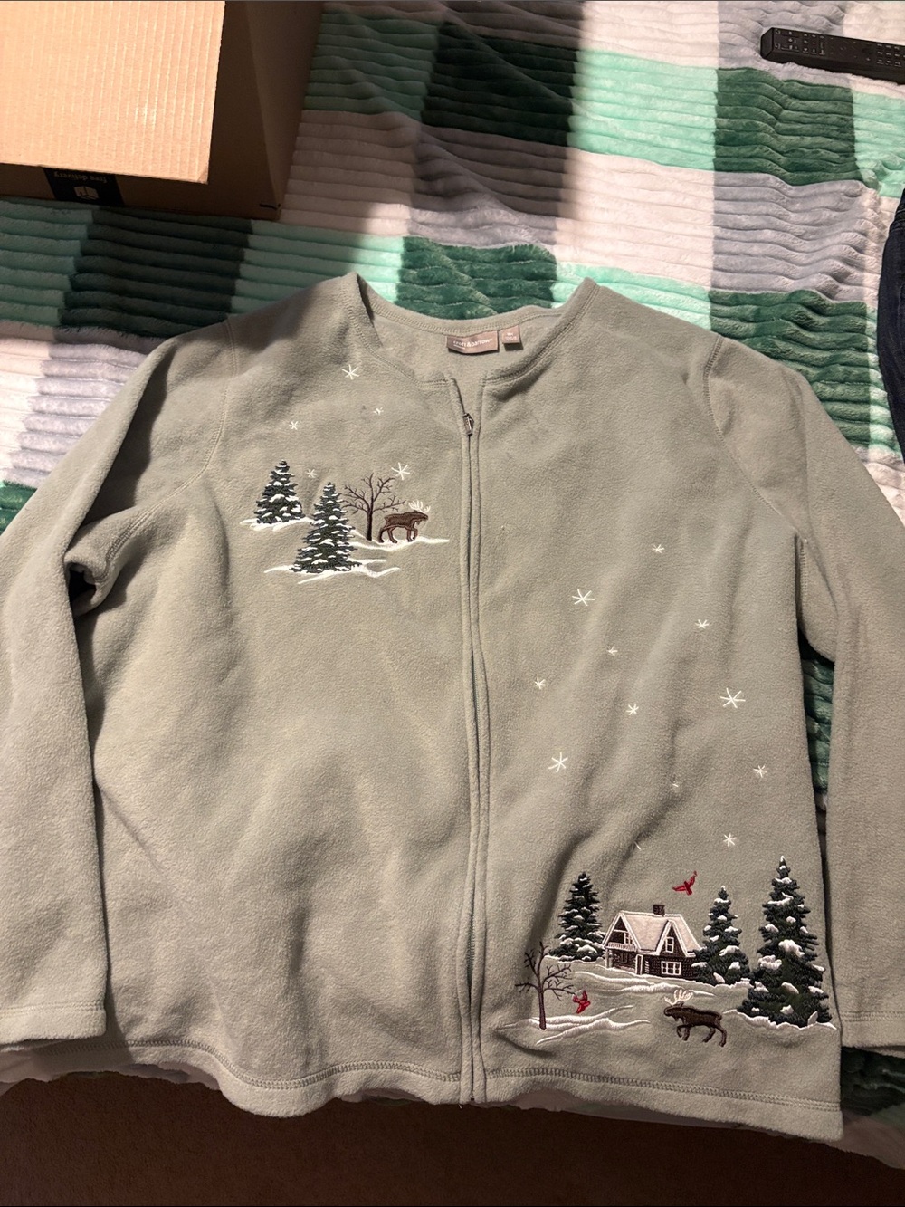 croft & barrow Sage Green Fleece Zipper Jacket
